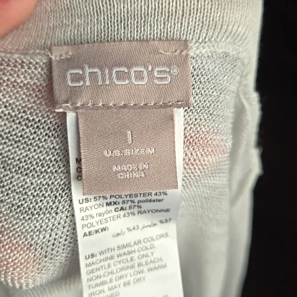 Chico’s Light Heather Gray Open Front Cardigan – Soft Everyday Layer, Size 1 (M) - Picture 8 of 9